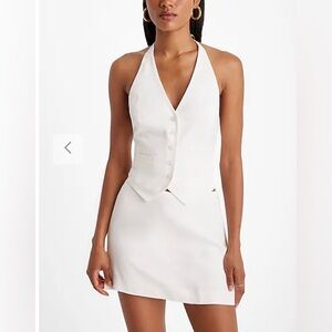 Express Linen-Blend Tie Back Halter Vest - NWT